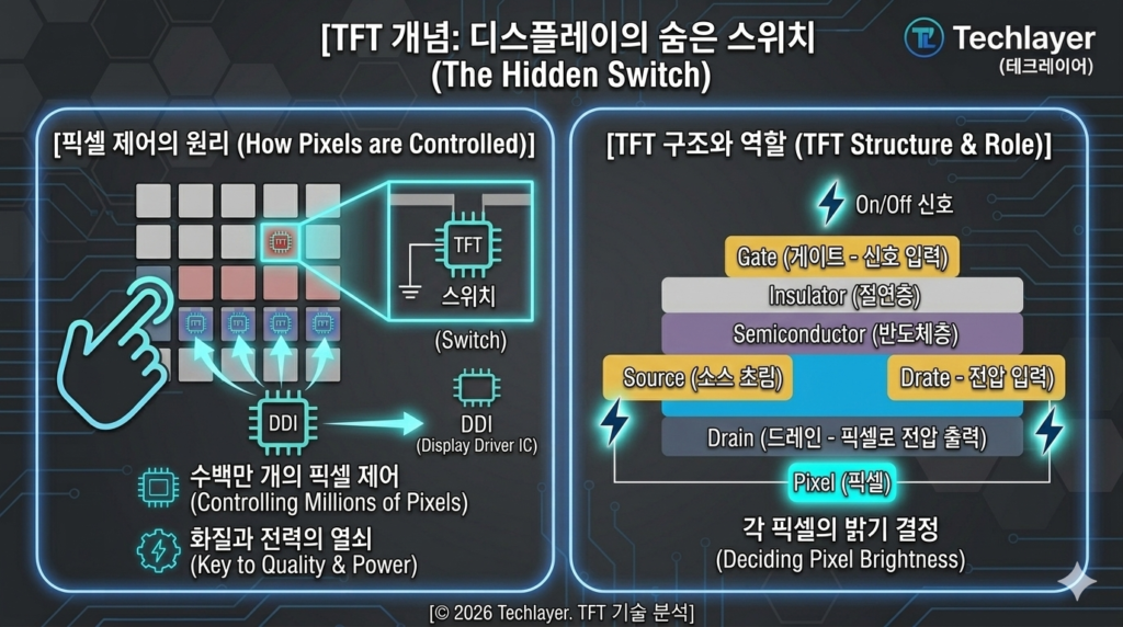 **"TFT 개념 및 픽셀 제어 원리 도표"**
