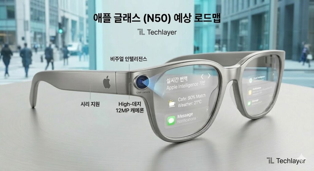 "애플 스마트 글래스 예상 스펙 및 비주얼 인텔리전스 연동 렌더링"