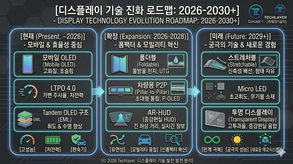 "디스플레이 기술 발전 로드맵 인포그래픽"