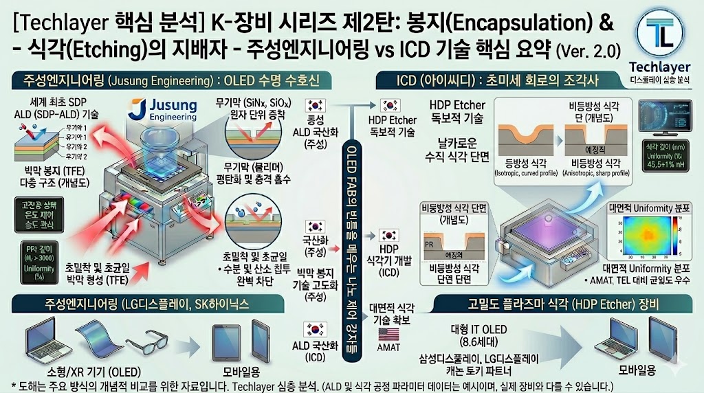 **'주성은 빈틈없이 막고(봉지)', 'ICD는 날카롭게 깎는다(식각)'**